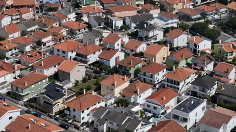 Aerial drone view of architecture and layout of residential neighborhoods Stock Footage 311589372