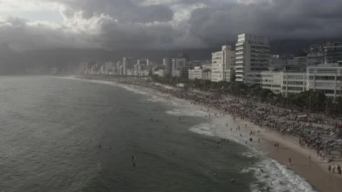 Aerial drone view of Arpoador and Ipanema Beaches in Rio de Janeiro, Brazil Stock Footage 231536181