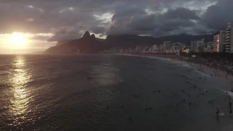 Aerial drone view of Arpoador and Ipanema Beaches in Rio de Janeiro, Brazil  Stock Footage 231537103