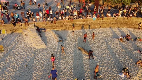 Aerial Drone View of Arpoador at Sunset, Rio de Janeiro Stock Footage 341893607