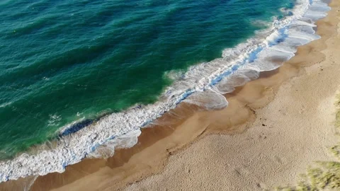 Aerial drone view of Atlantic ocean shore line in Brittany, France Stock Footage 289730654