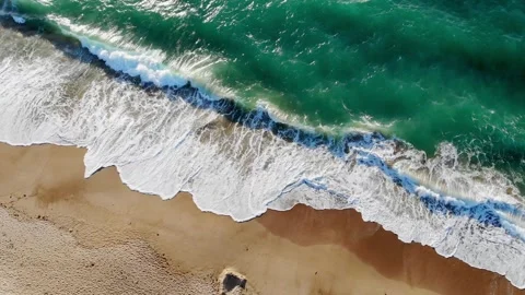 Aerial drone view of Atlantic ocean shore line in Brittany, France Stock Footage 289733407
