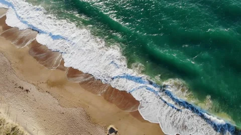 Aerial drone view of Atlantic ocean shore line in Brittany, France Stock Footage 289733871