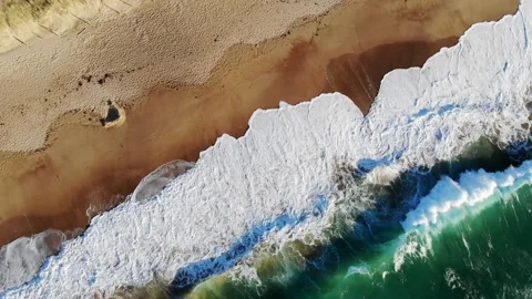Aerial drone view of Atlantic ocean shore line in Brittany, France Stock Footage 289733963