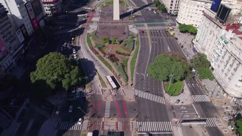 Aerial Drone View Of Avenida 9 De Julio Obelisk, Buenos Aires Downtown Video stock 183605261