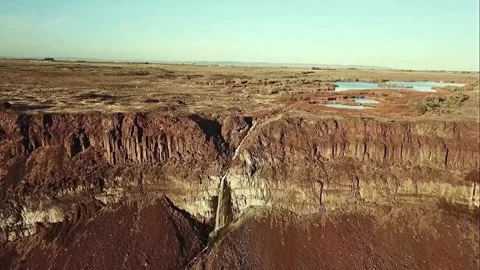 Aerial Drone View of Basalt Canyon and Plunging Waterfall at Palouse Falls Stock Footage 345992714