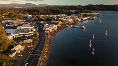 Aerial drone view of Batemans Bay on the NSW South Coast, Australia in May 2026 Stock Footage 335442687