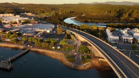 Aerial drone view of Batemans Bay on the NSW South Coast, Australia in May 2026 Stock Footage 335442990