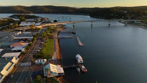 Aerial drone view of Batemans Bay on the NSW South Coast, Australia in May 2026 Stock Footage 335443246