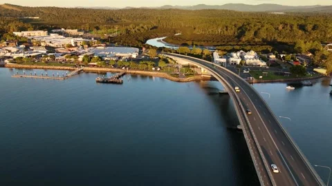 Aerial drone view of Batemans Bay on the NSW South Coast, Australia in May 2026 Stock Footage 335443860