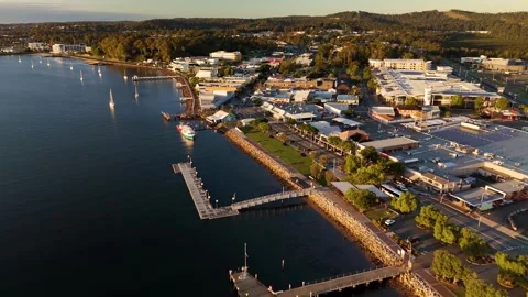 Aerial drone view of Batemans Bay on the NSW South Coast, Australia in May 2026 Stock Footage 335444074