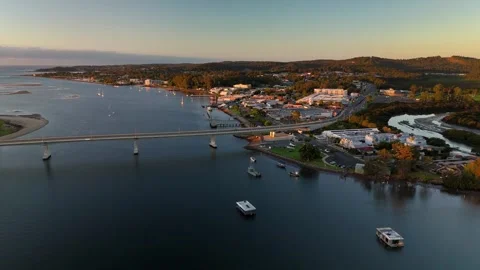 Aerial drone view of Batemans Bay on the NSW South Coast, Australia in May 2026 Stock Footage 335444787