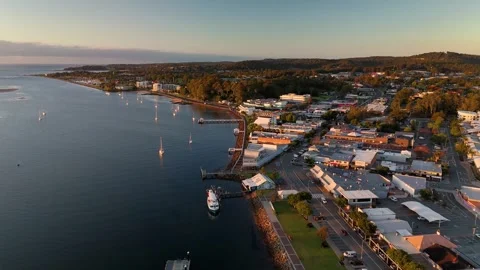 Aerial drone view of Batemans Bay on the NSW South Coast, Australia in May 2026 Stock Footage 335445153