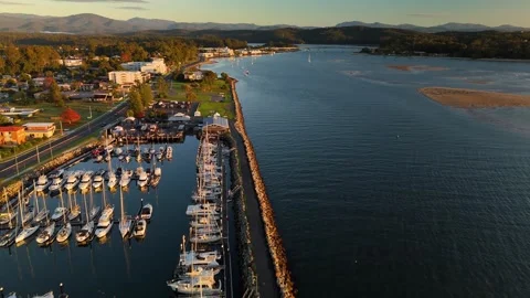 Aerial drone view of Batemans Bay on the NSW South Coast, Australia in May 2026 Stock Footage 335445909