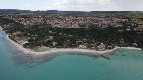 Aerial drone view on beach and sea in Afytos greece holiday and vacation co.. Stock Footage 274507295