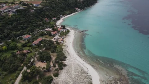 Aerial drone view on beach and sea in Afytos greece holiday and vacation co.. Stock Footage 274507328