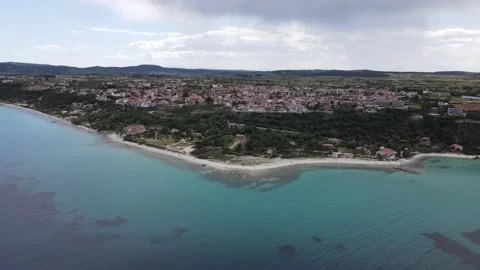Aerial drone view on beach and sea in Afytos greece holiday and vacation co.. Stock Footage 274507360