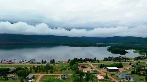Aerial Drone View of Beautiful Shadow Mountain Reservoir on a Cloudy Stock Footage 268972769