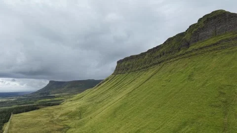 Aerial drone view of Benbulbin Mountain in County Sligo, Ireland Stock Footage 341735035