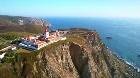 Aerial drone view of Berlenga lighthouse in Portugal. day trip from Lisbon Stock Footage 224926766