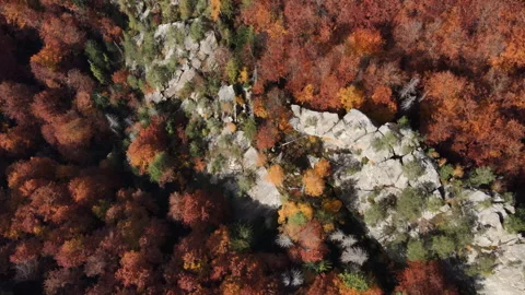 Aerial drone view of between giant epic standing rocks megaliths park Stock Footage 292256876