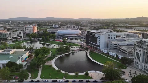 Aerial Drone View of Big Spring Park in Huntsville Alabama Stock Footage 332857786