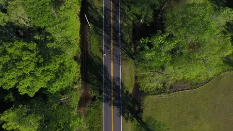 Aerial Drone view of biking down a road in Georgia Video stock 317594098