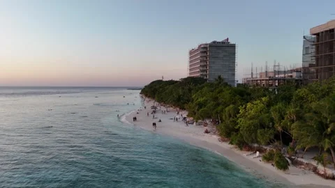 Aerial Drone View of Bikini Beach and Hotel Development on Ukulhas Island in Видео 345008554
