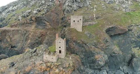 Aerial Drone View of Botallack Tin Mine in Cornwall, England Stock Footage 171420492