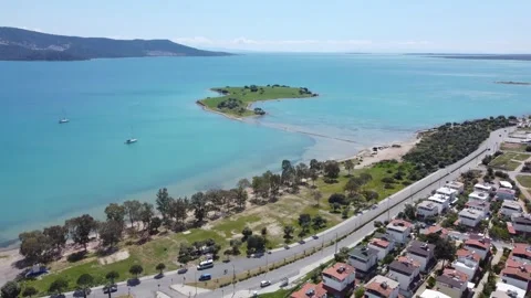 Aerial Drone View of Breathtaking Unique Island and Turquoise Sea in Famous.. Stock Footage 328642380