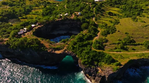 Aerial Drone View of Broken Beach in Nusa Penida, Indonesia Stock Footage 317206657