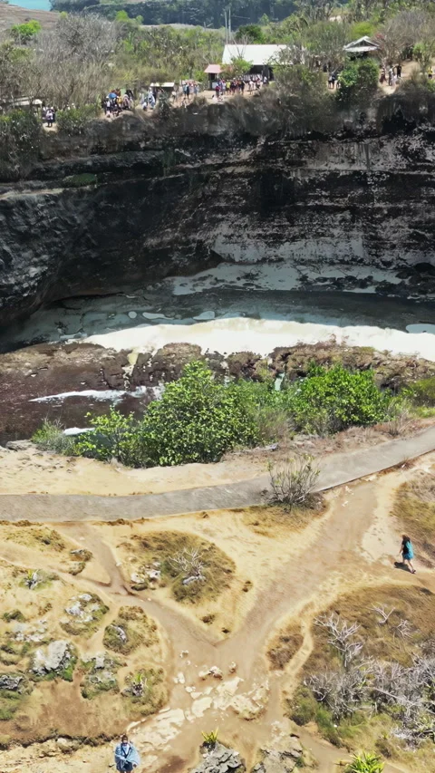 Aerial drone view of Broken Beach in Nusa Penida, Bali, Indonesia. Turquoise Stock Footage 332190858