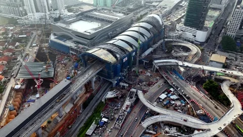 Aerial Drone View of Bukit Chagar RTS Station Under Construction Видео 332741971