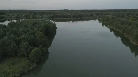 Aerial Drone View of Calm Forest Lakes Complex Stock Footage 323770957