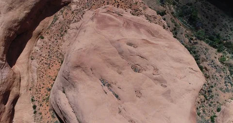 Aerial drone view into canyon to cliffs in the Utah desert Stock Footage 93724846