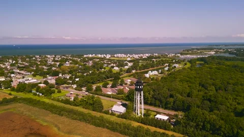 Aerial drone view of Cape Charles coastal town Stock Footage 344052501