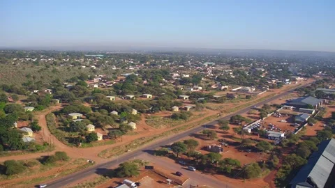 Aerial drone view captures a developing mixed-use area in Molepolole, Botsw.. Stock Footage 327766267