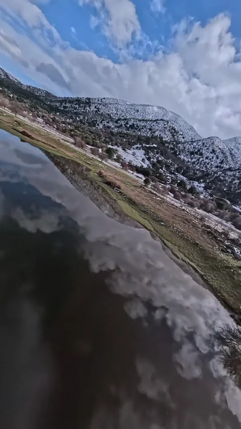 Aerial drone view captures Omalos Mountain in Chania. Stock Footage 335041639