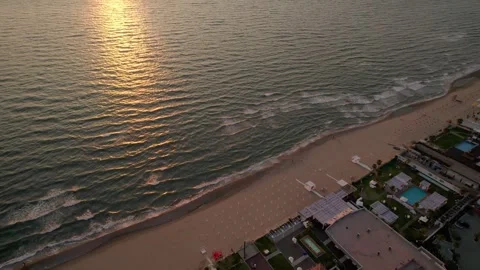 Aerial drone view captures the vibrant evening atmosphere of a Mediterranean. Stock Footage 265844286