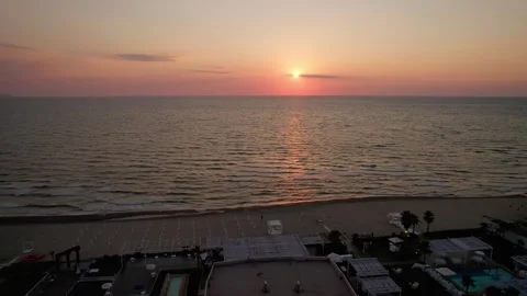 Aerial drone view captures the vibrant evening atmosphere of a Mediterranean. Stock Footage 265844527