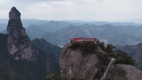 Aerial drone view capturing the sweeping panoramic landscape of rugged Stock Footage 336529997