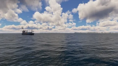Aerial drone view of a cargo container ship in Changi Bay. Singapore Stock-Footage 276892706