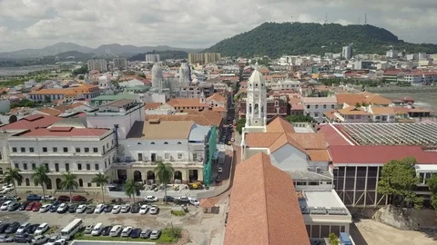 Aerial Drone View of Casco Viejo, the old town of Panama City Vídeos de archivo 100166380