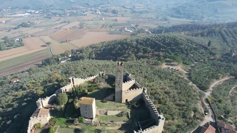 Aerial drone view Castle of Montecchio Vesponi Italy-Tuscany-Arezzo-C.Fiorentino Stock-Footage 165569375