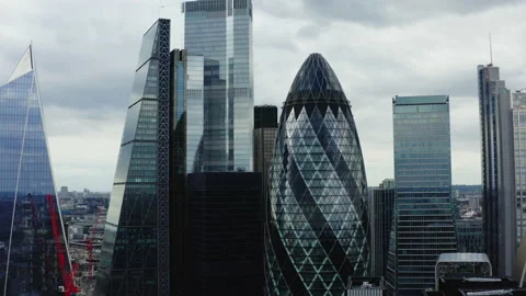 Aerial Drone View Of Central London, Gherkin 4K Apple ProRes 5 Stock Footage