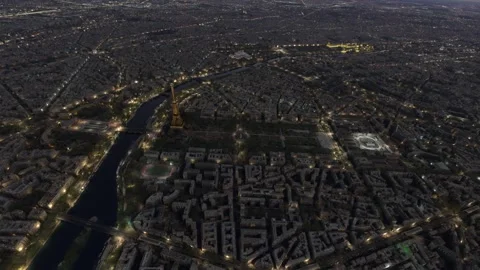 Aerial drone view of the Champ de Mars and Esplanade des Invalides in Paris Video stock 268416210