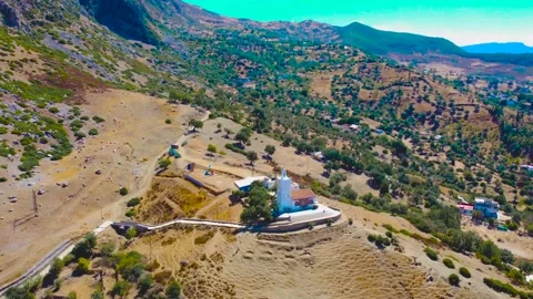 Aerial Drone View of Chefchaouen Blue City in Morocco, 4K Stock Footage 346767680
