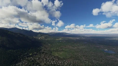 Aerial drone view of Cheyenne Mountain in Colorado Springs. United States Stock-Footage 249453549
