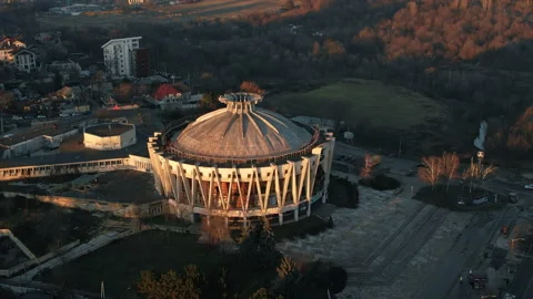 Aerial drone view of the Chisinau at sunset, Moldova. Residential buildings and Stock Footage 229751604