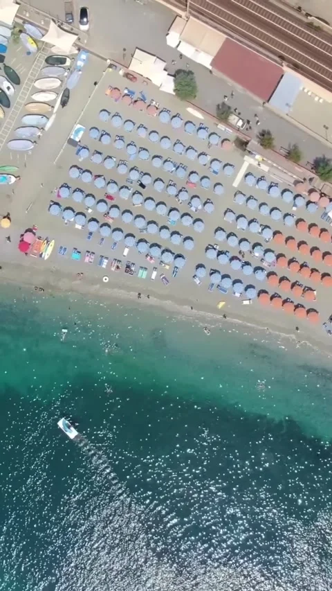 Aerial drone view of Cinque Terre Italy coastal villages and scenic landscapes. Vídeos de archivo 335018769